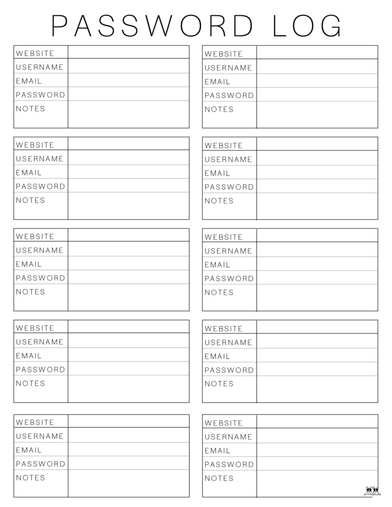 25 Essential Password Log Printables to Keep You Safe!