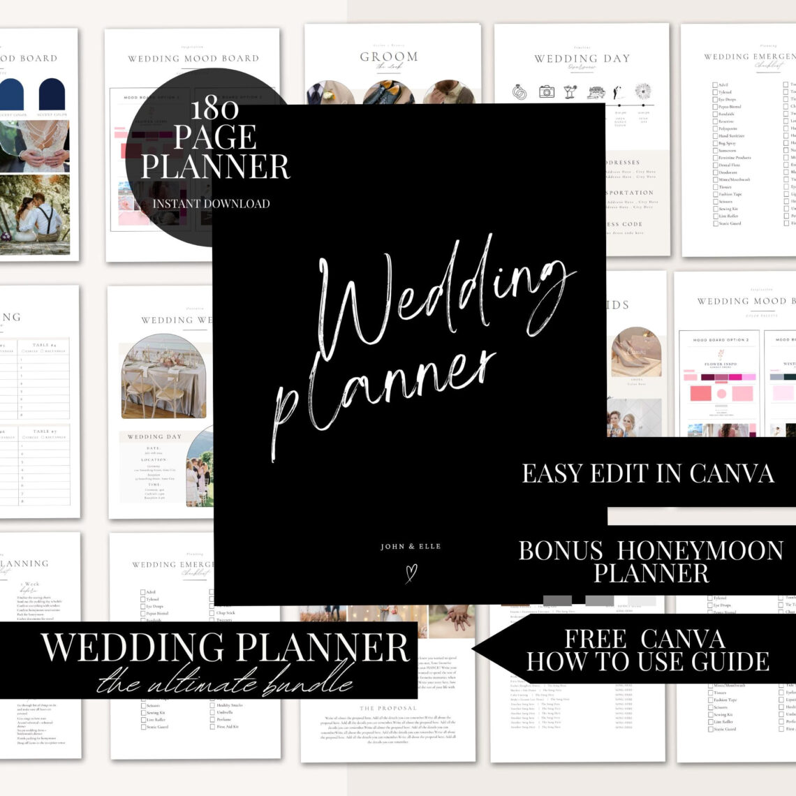 Wedding Planning Just Got Easier — 180-Page Canva Template Bundle