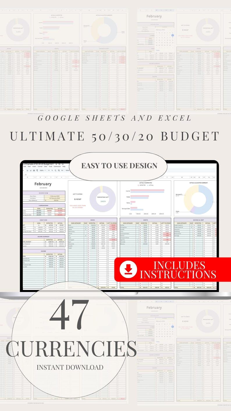 Achieve Financial Freedom with Our Easy 50/30/20 Budget Planner