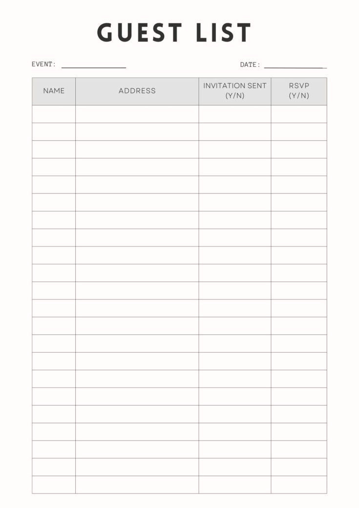 Stress-Free Wedding Planning: Printable Guest List Templates & Checklists