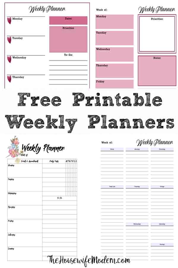 4 Free Printable Weekly Planners to Kickstart Your Week