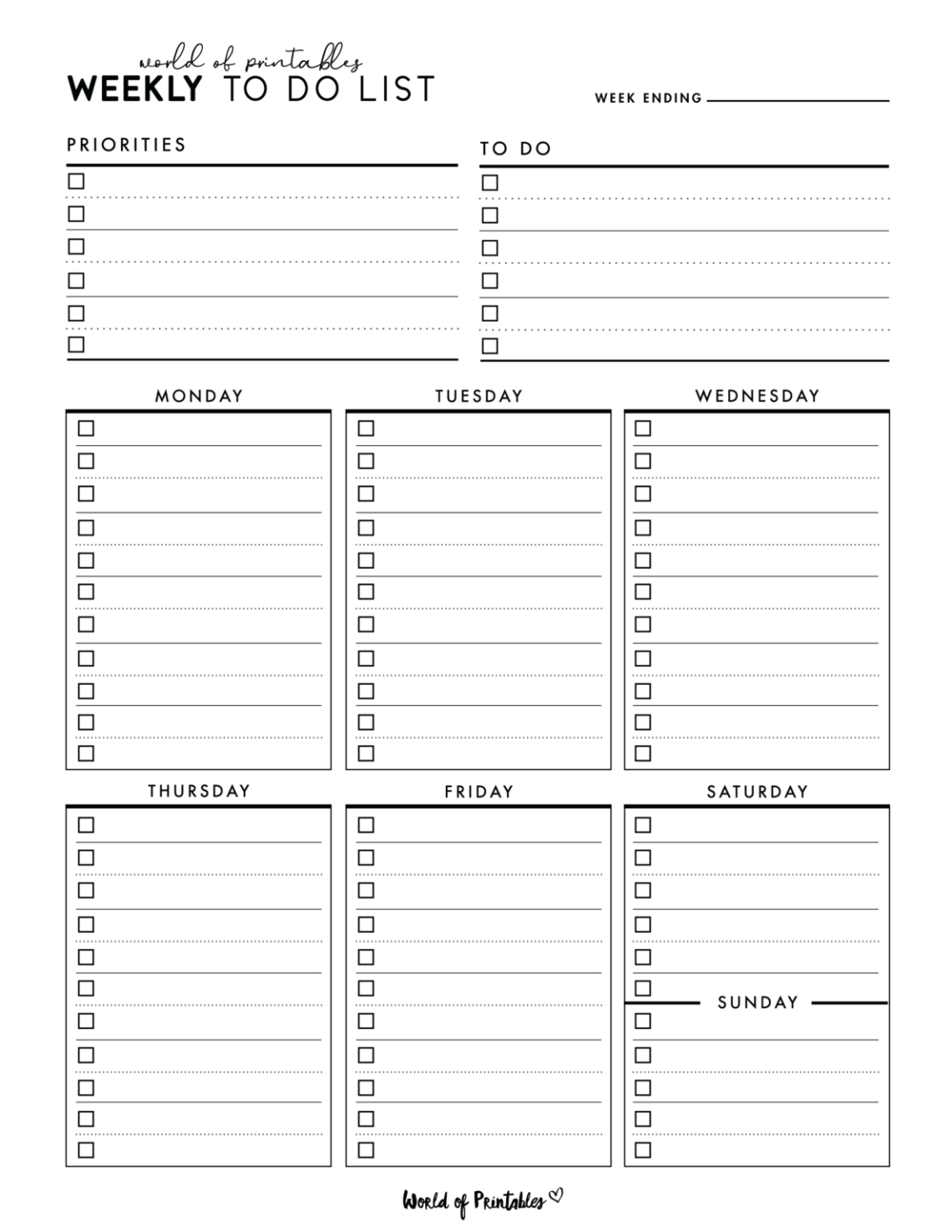 20 Essential Weekly To-Do List Templates