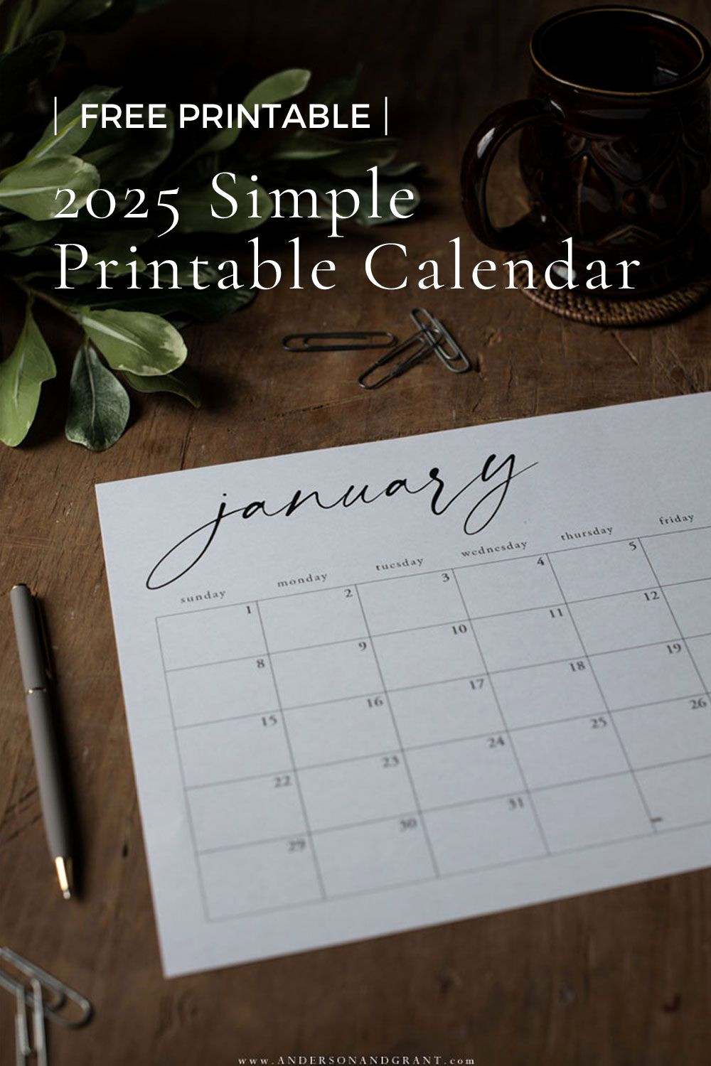 Printable 2025 Calendar: Simple Elegance for a Stress-Free Year