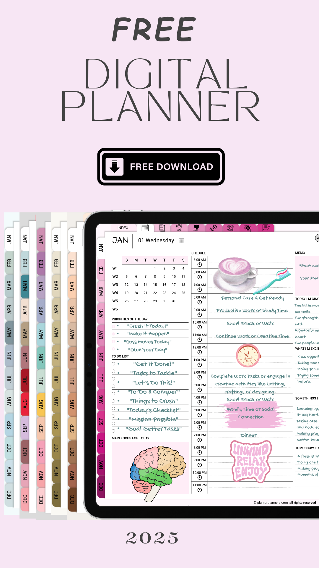 Boho Chic Rainbows in Your Hands — 2025 Digital Planner for iPad
