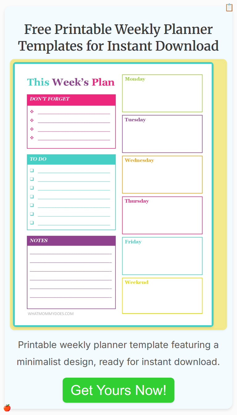 Instant Download: Free Weekly Planner Templates