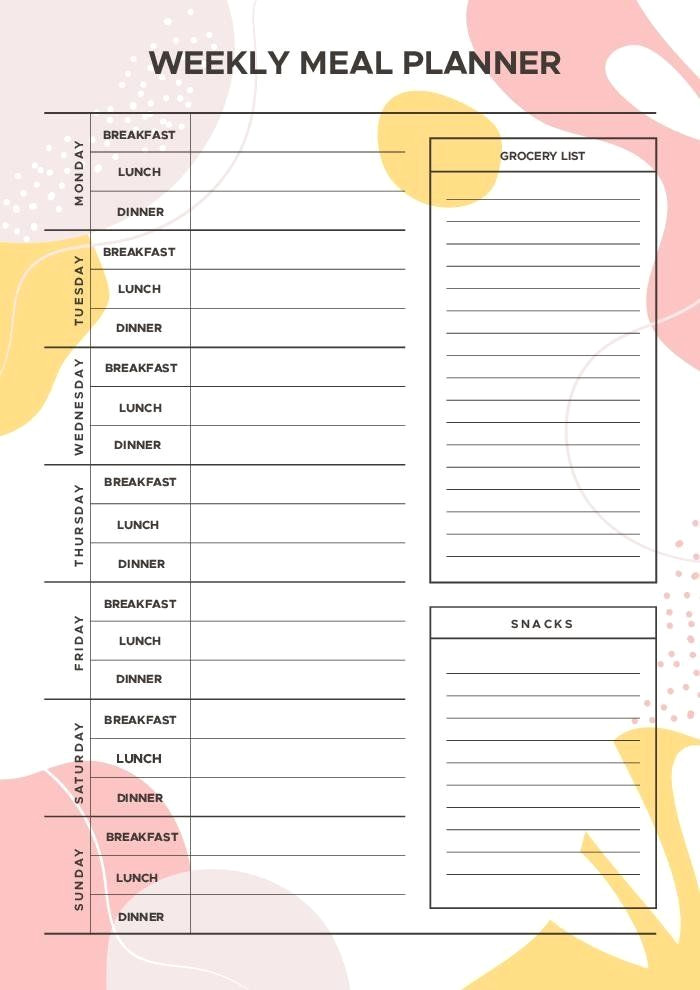 Free Meal Planner Vectors