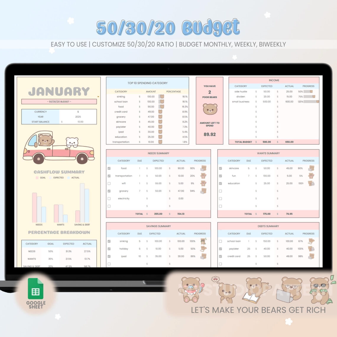 Master 50/30/20 Budget with Our Simple Google Sheets Template