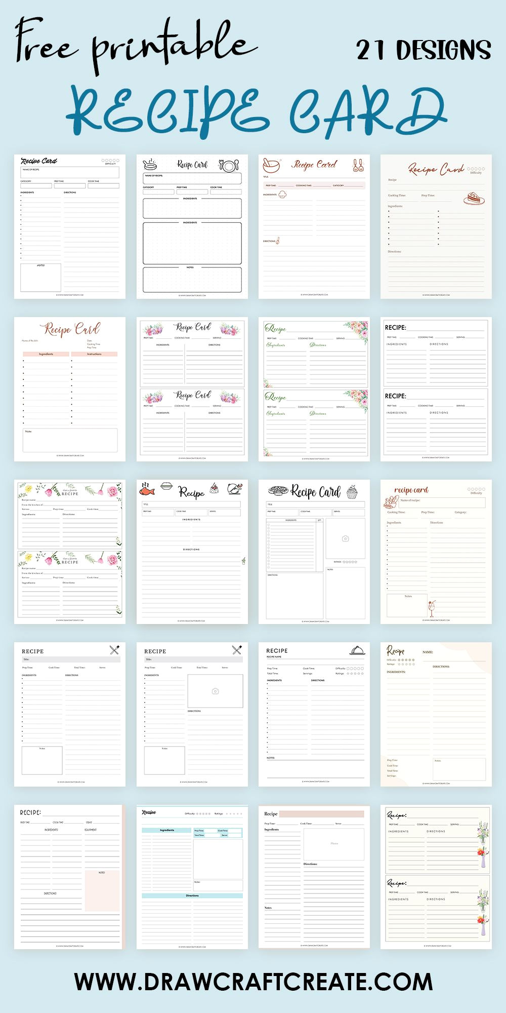 21 Free Recipe Card Designs to Print