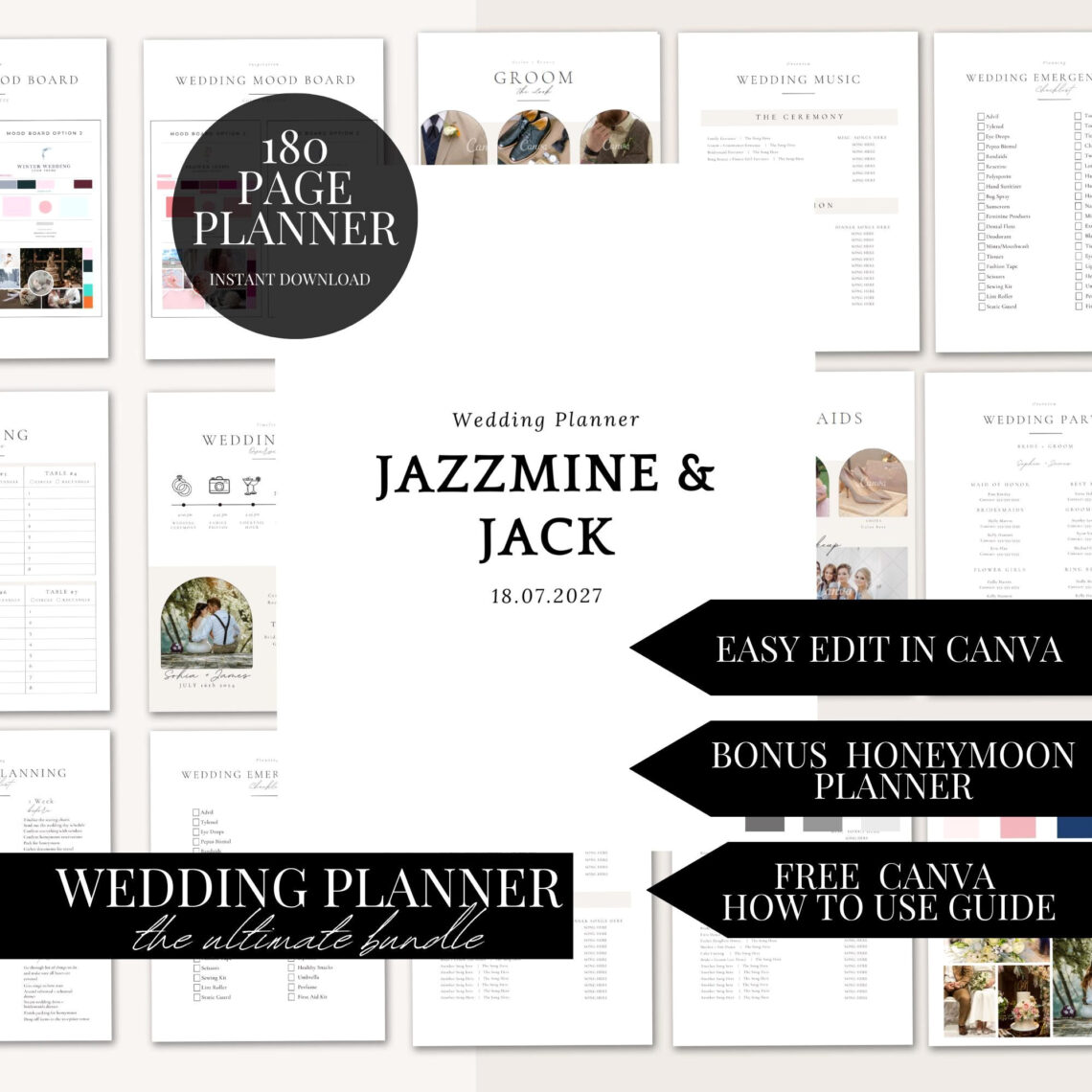 Plan Your Dream Wedding with This Customizable Printable Planner