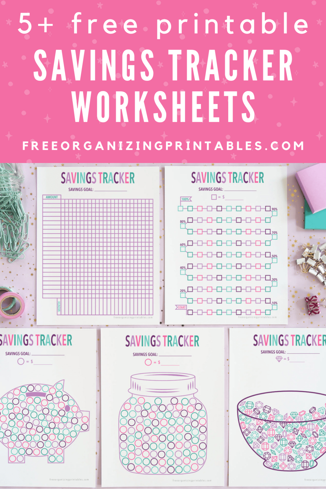5 Free Printable Savings Trackers