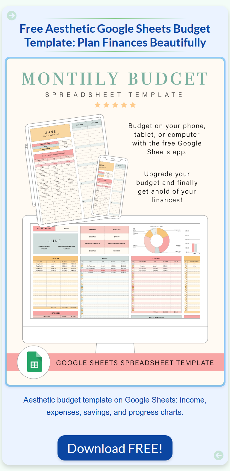 Plan Your Finances Beautifully with this Free Budget Template