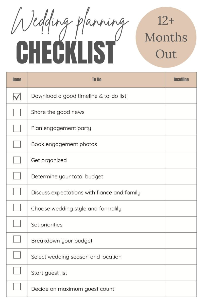 Plan Your Dream Wedding in 12 Months — FREE Checklist