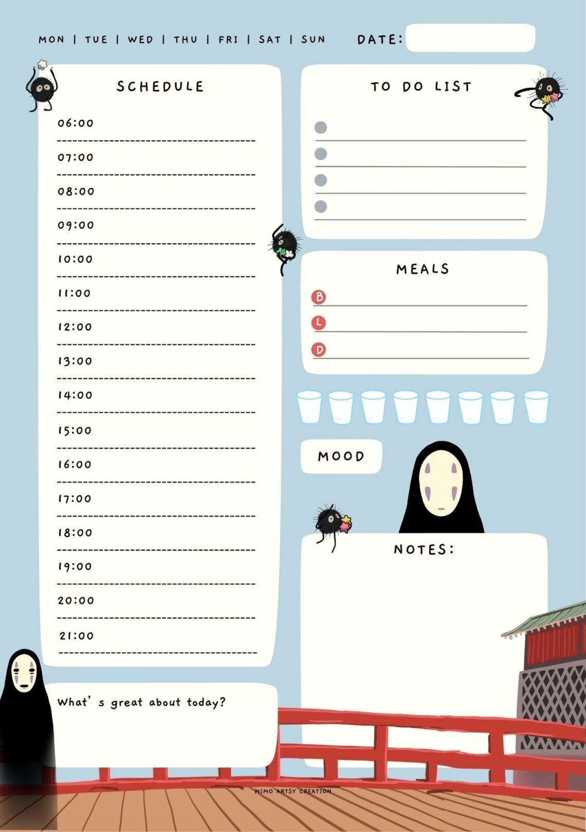 Escape into Studio Ghibli with a No Face Daily Planner