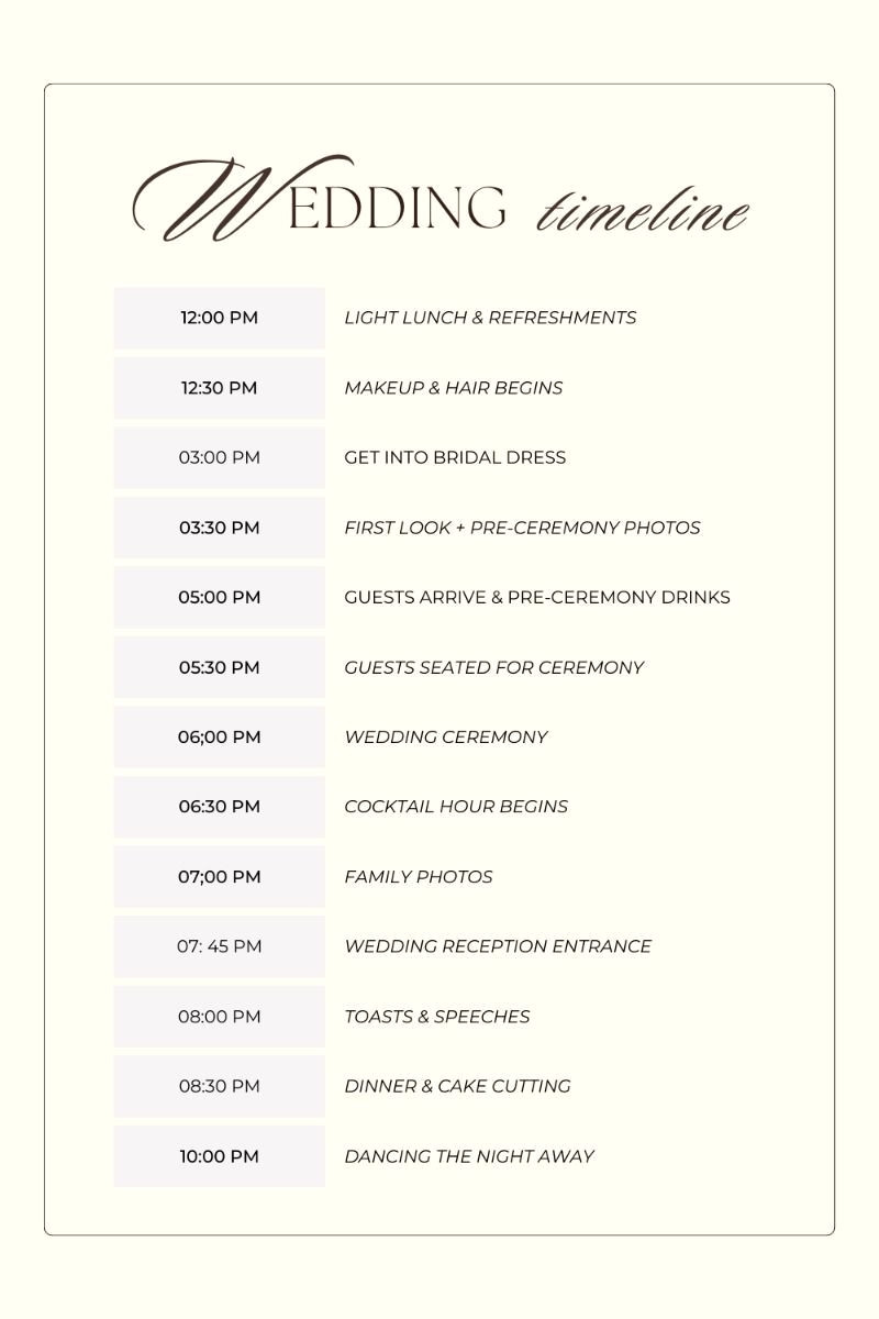 Plan a Perfect Wedding Day: Free 6PM Timeline Template