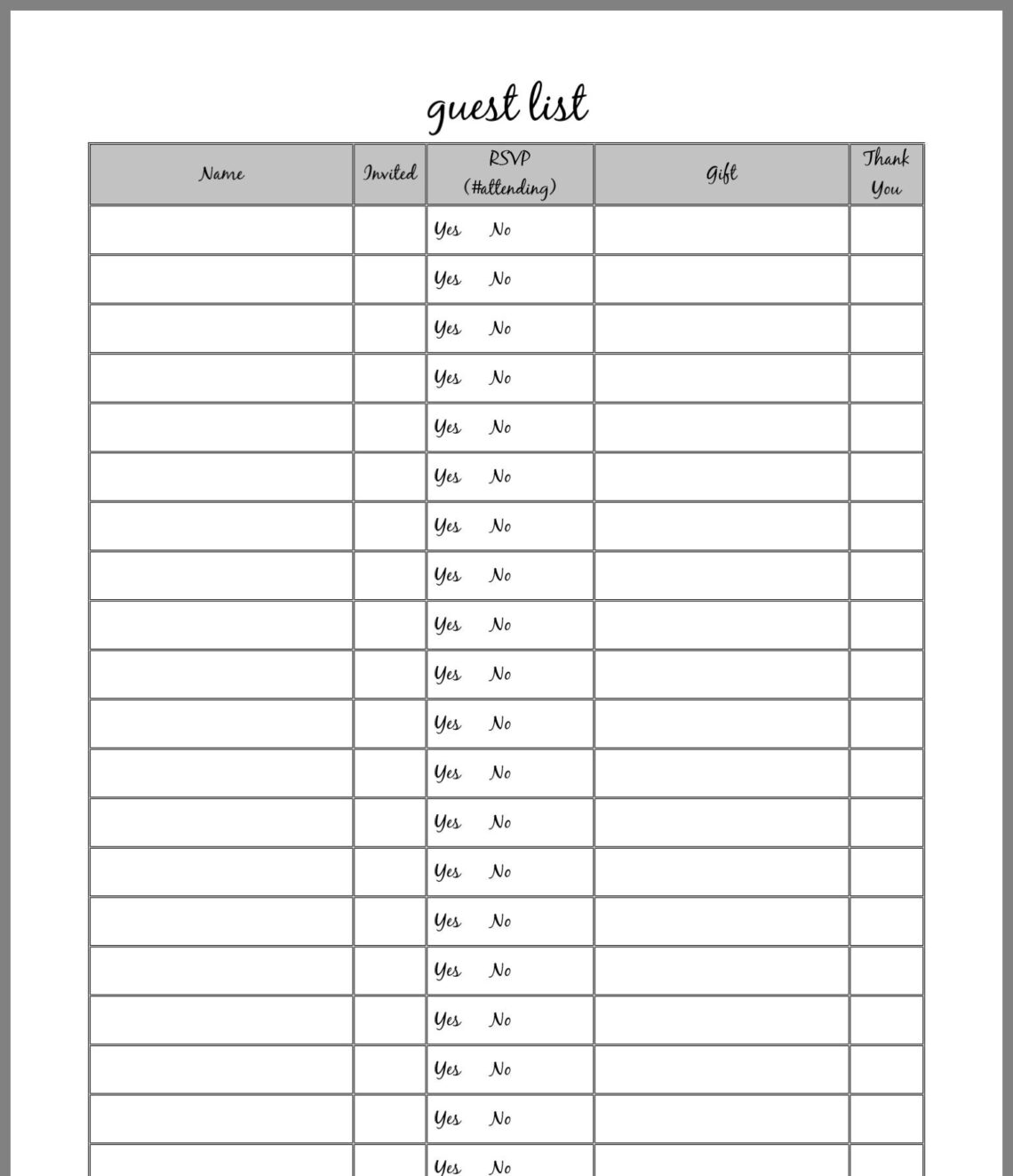 Easy Guest List Template: 51 Free to Download