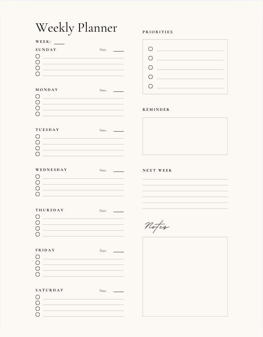 Free Download: Weekly Planner for a Productive College Semester