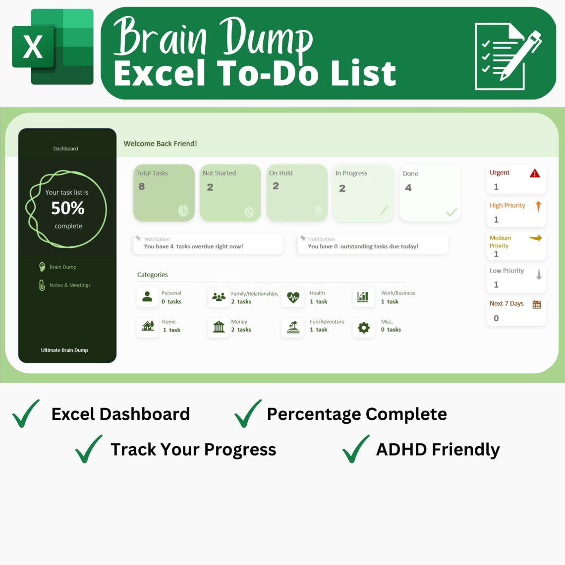 Simplify Your Chaos: 2023 Excel Dashboard for ADHD