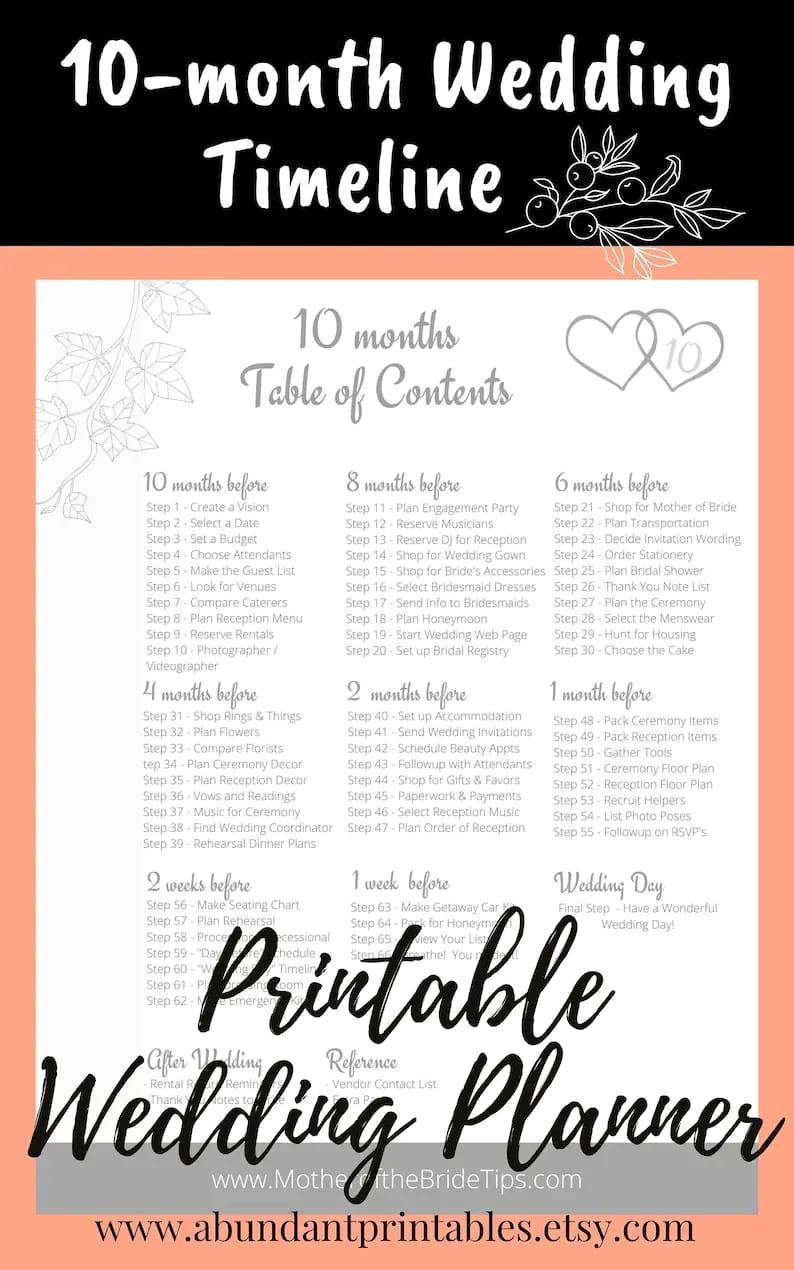 10-Month Wedding Planner in Beautiful Black & White — Download Now!