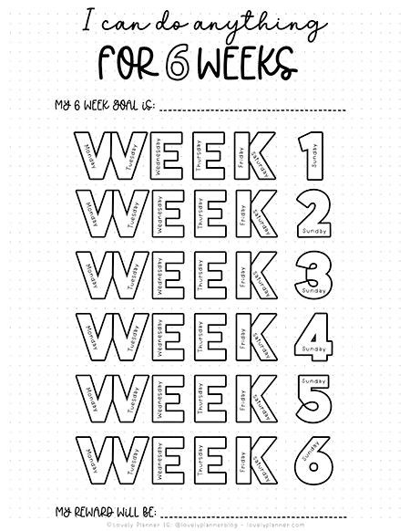 Reach Your Goals in 6 Weeks: Free Printable Tracker