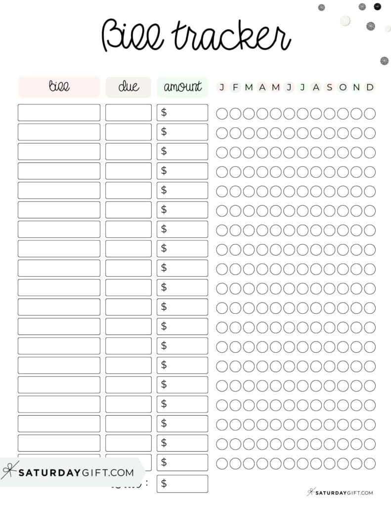 39 Free Printable Bill Trackers