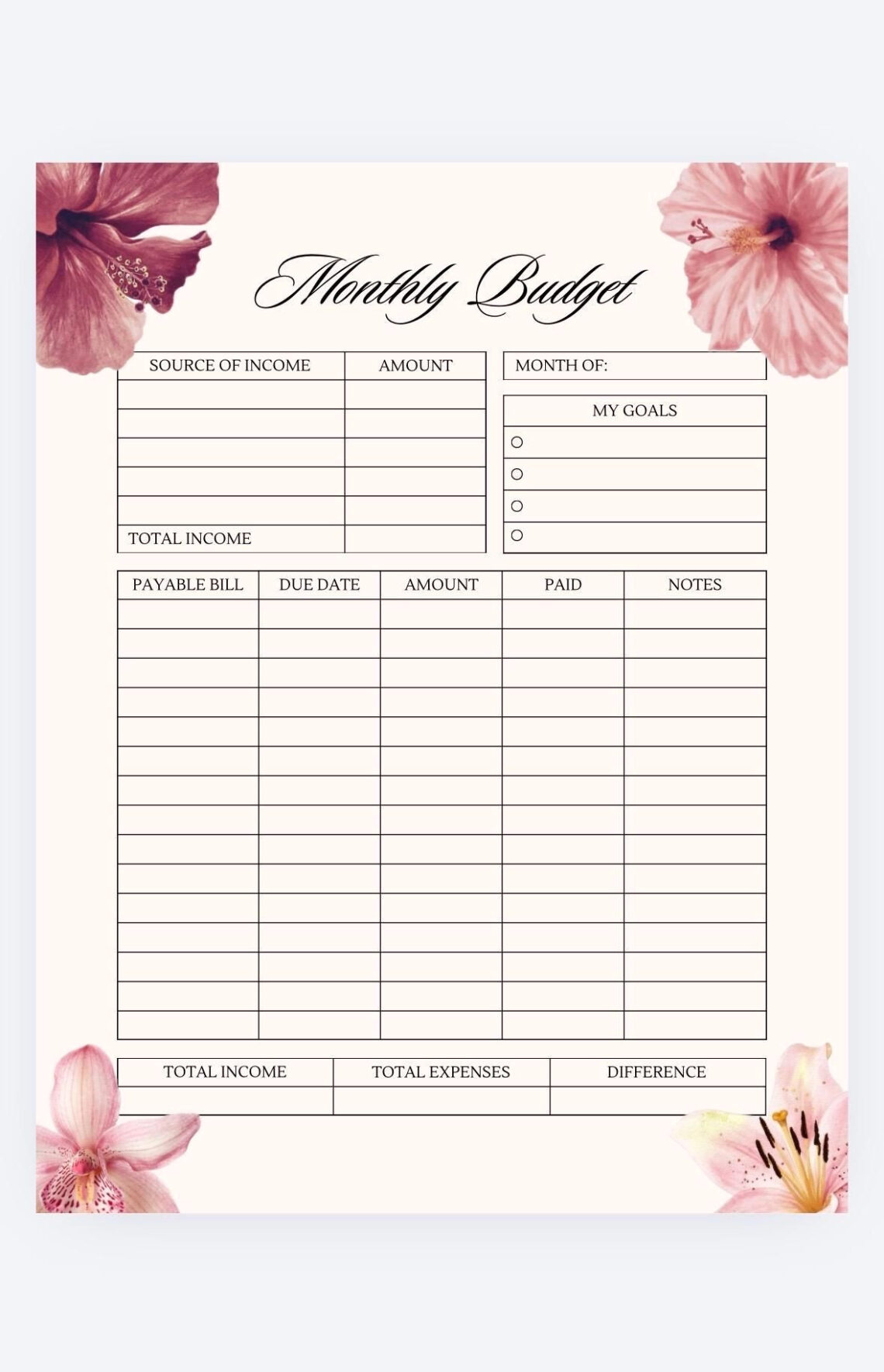 8.5×11 Budget Planner (Digital and Printable)