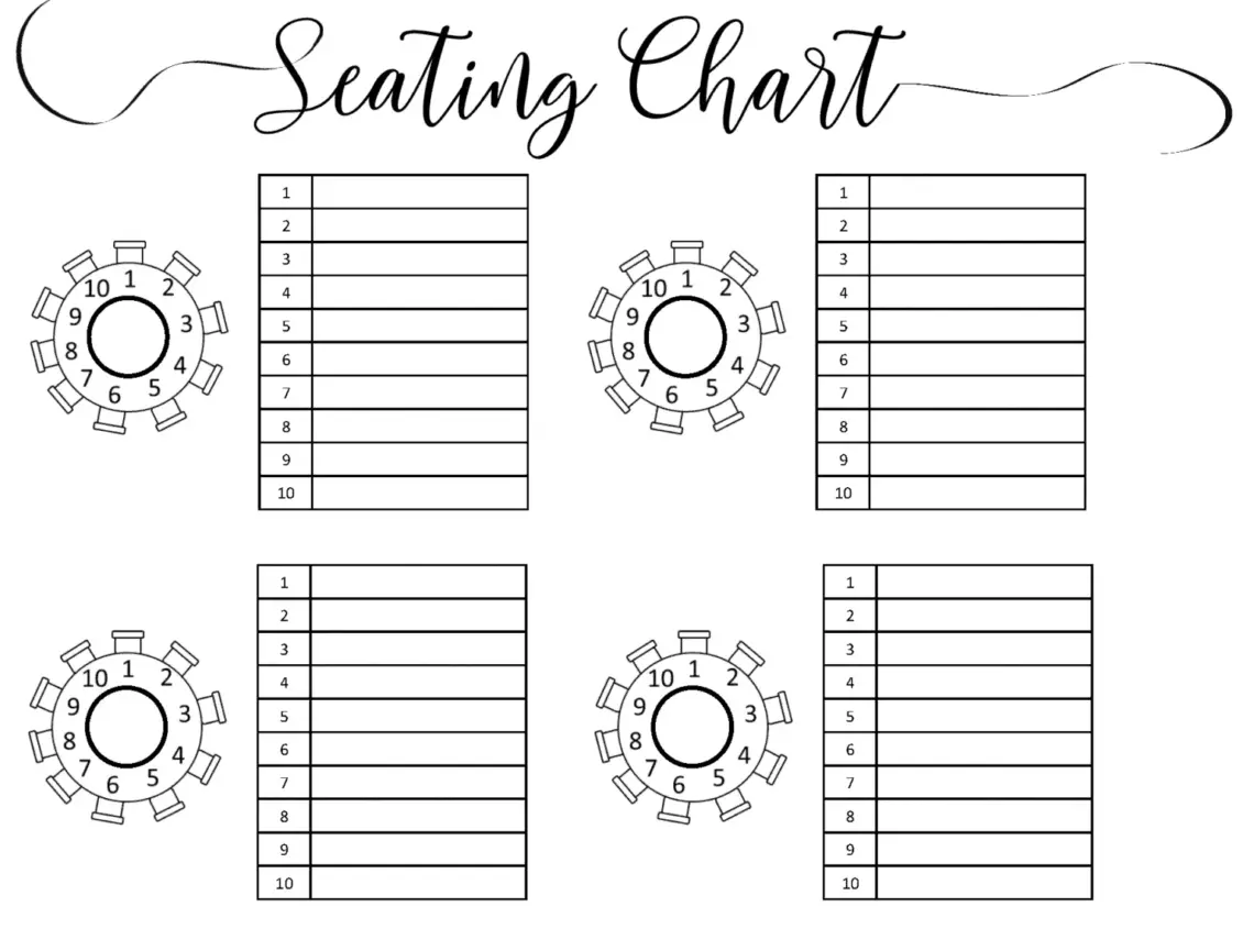Easy DIY Wedding Seating Chart Templates in PDF, Word, & Excel