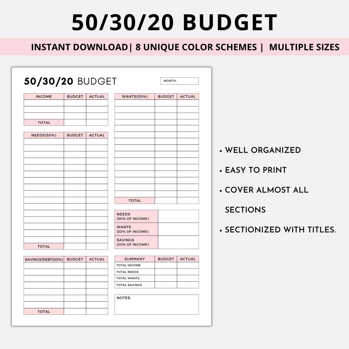 Master the 50/30/20 Rule with a Simple Budget Template