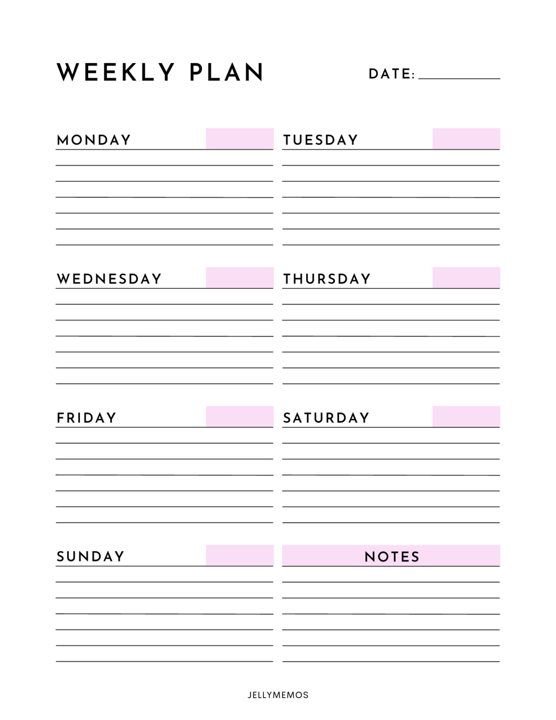 Free Colorful Weekly Planners: Mon to Sun Schedule Templates