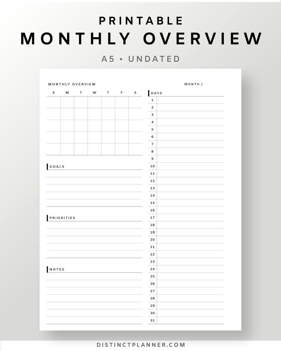 Master Your Month with This Simple Undated Planner