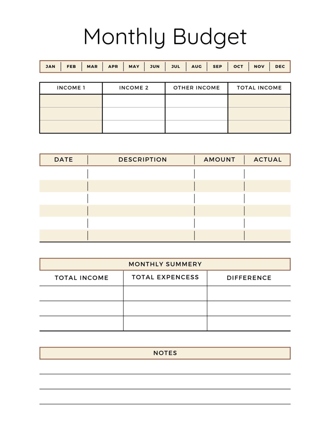 Create Your Own Elegant Monthly Budget Planner