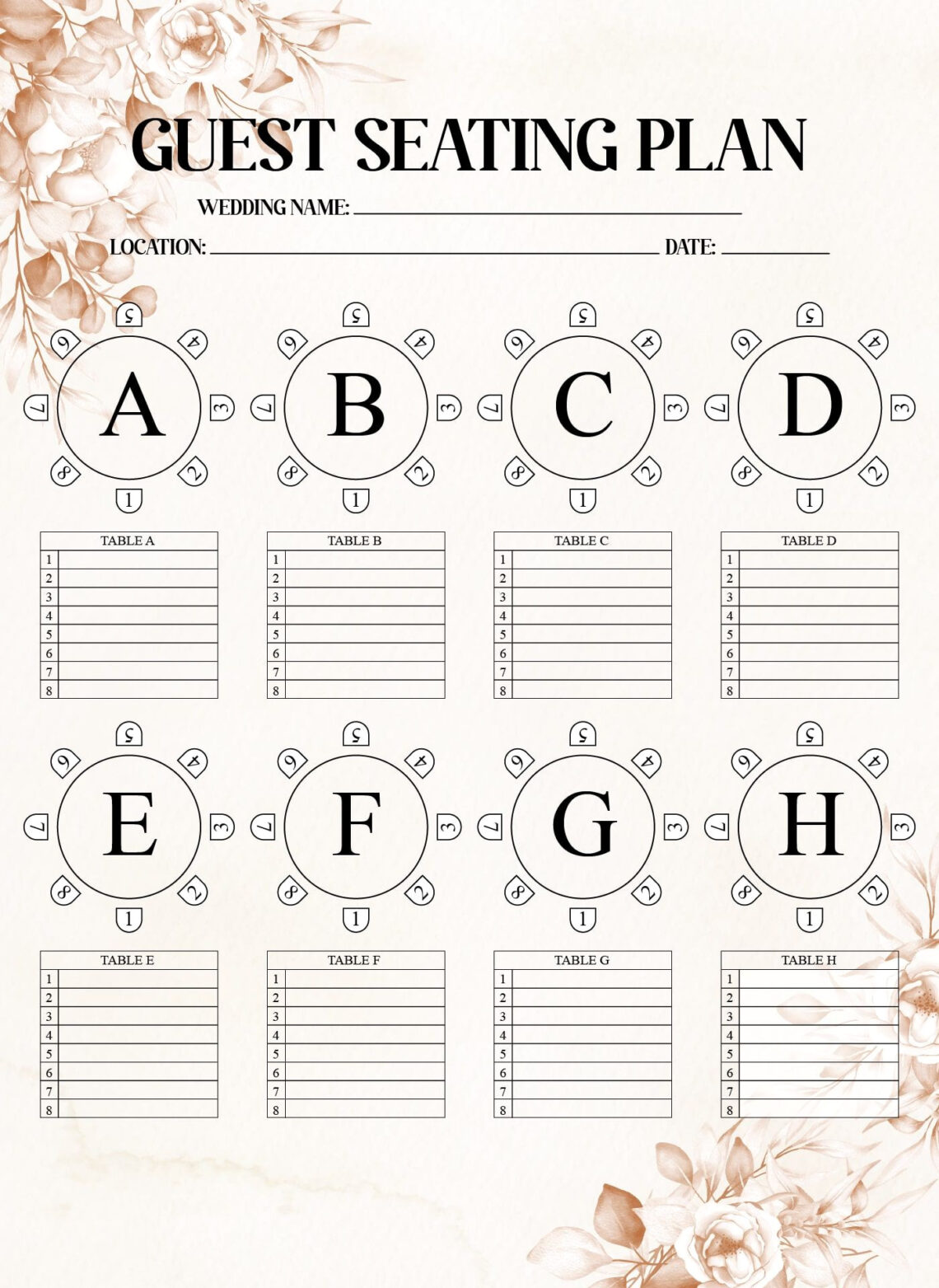 Free Wedding Seating Charts: 10 Printable Templates
