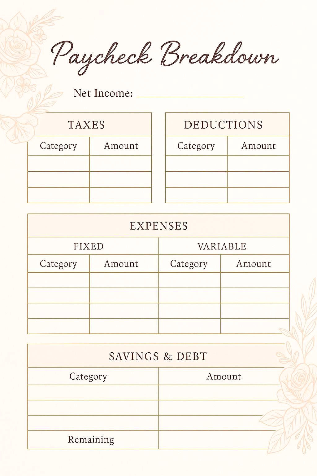 Boost Your Income, Save More with Our Elegant Budget Planner