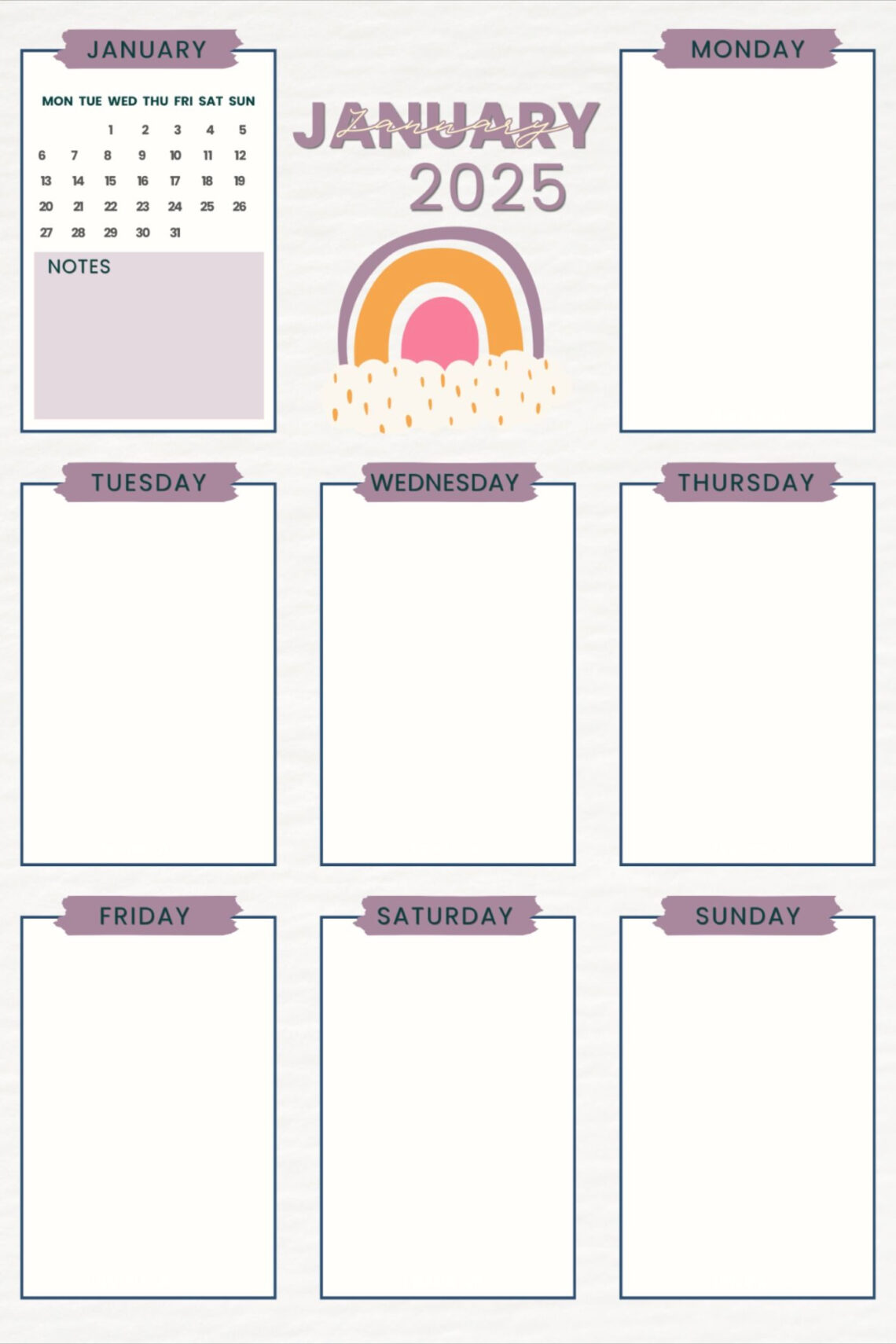 Colour Your New Year: January 2025 Planner