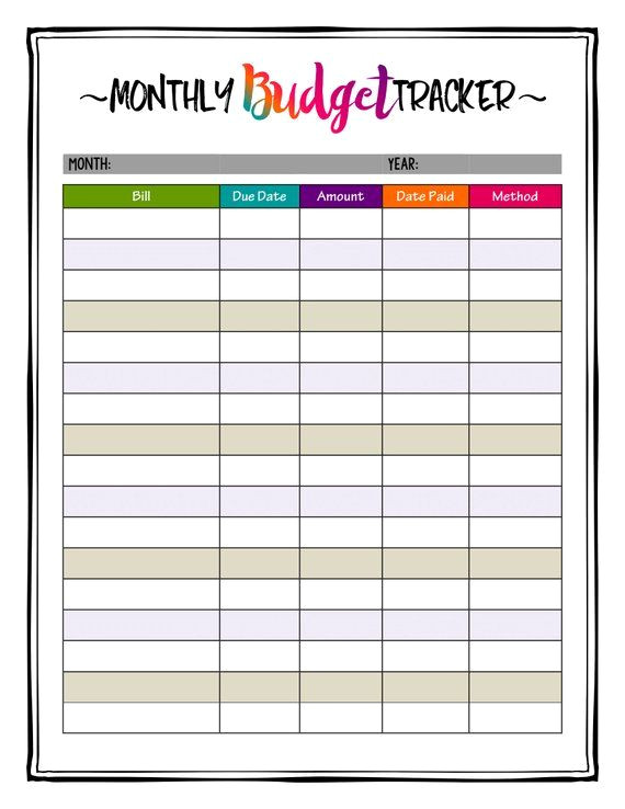 Printable Monthly Budget Planner for Happiness