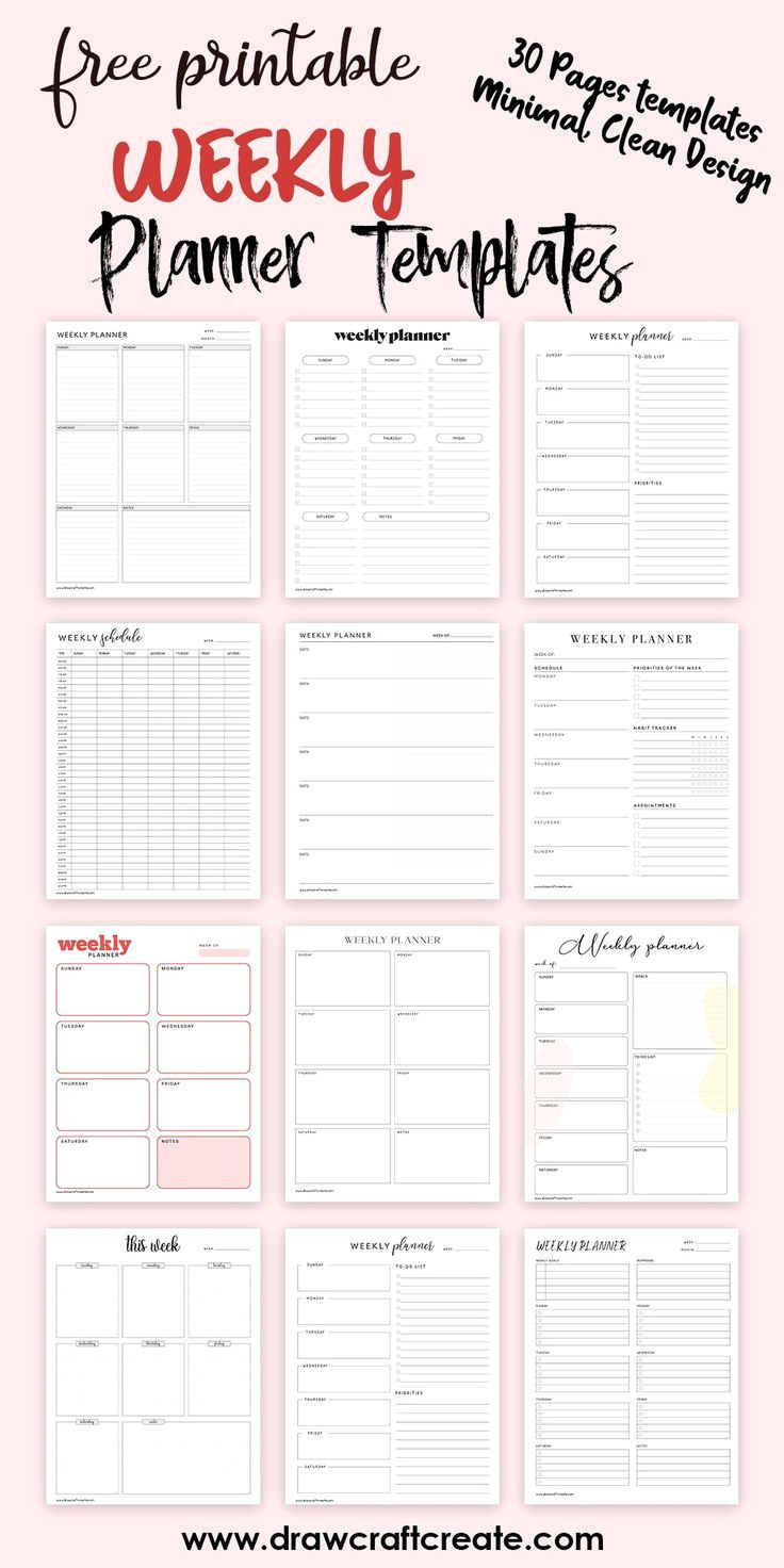 30 Free Weekly Planner Templates