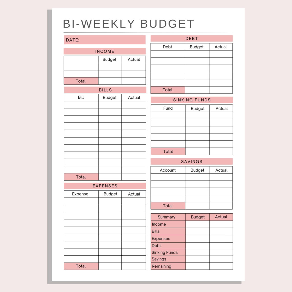 Easy Budgeting: Zero-Based Budget Planners for Every Week