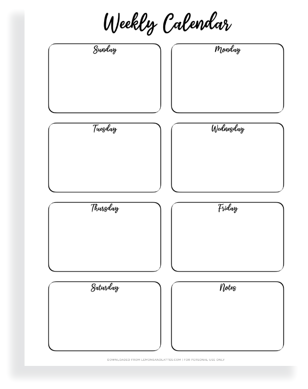 Download 7-Day Planning Calendars for Organized You
