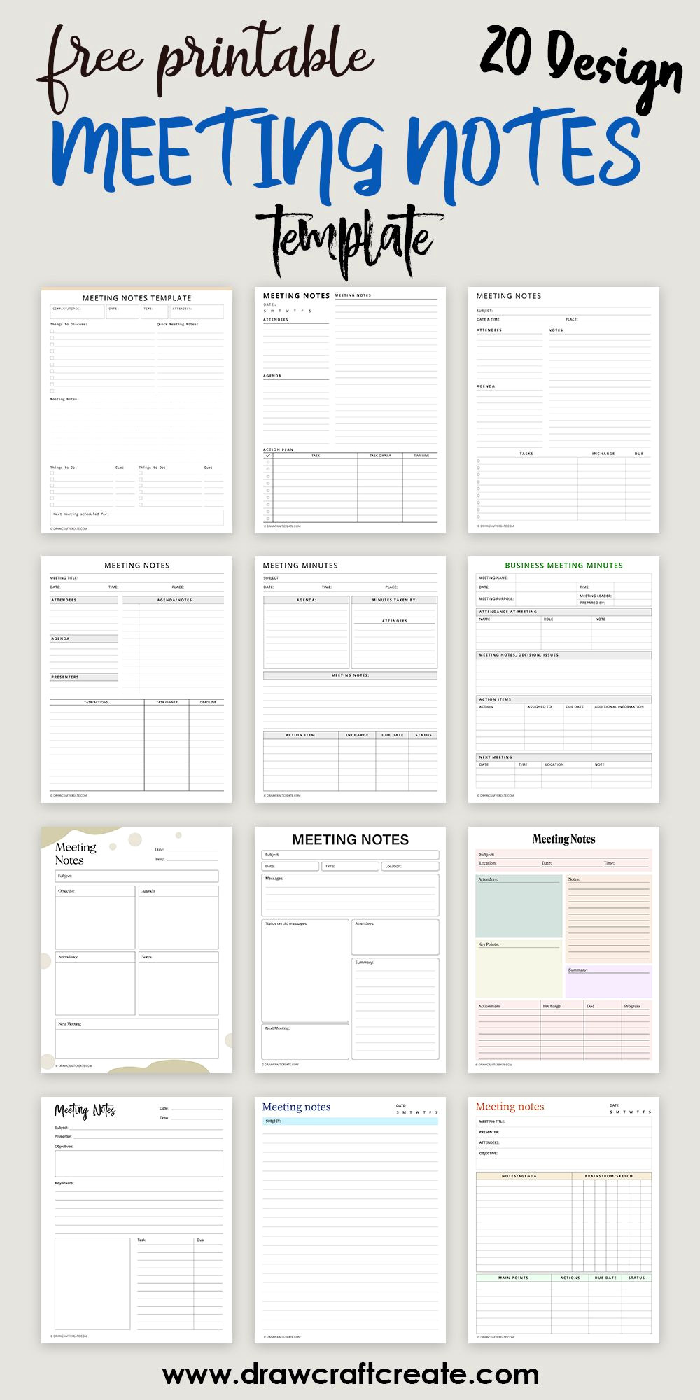 Elevate Meetings: 20 Free Printable Templates for a Productive Agenda