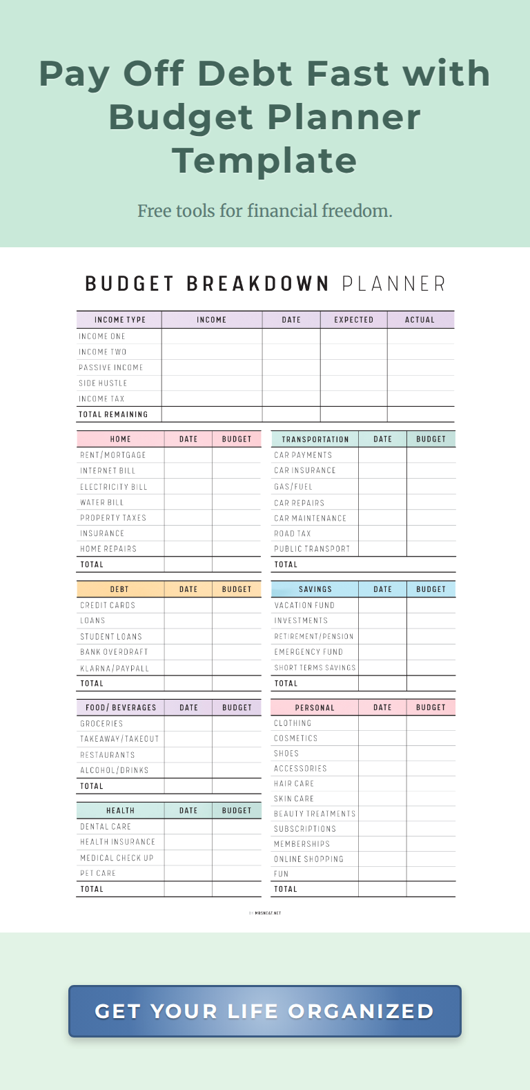 Crush Debt in No Time: A Proven Budget Planner Template