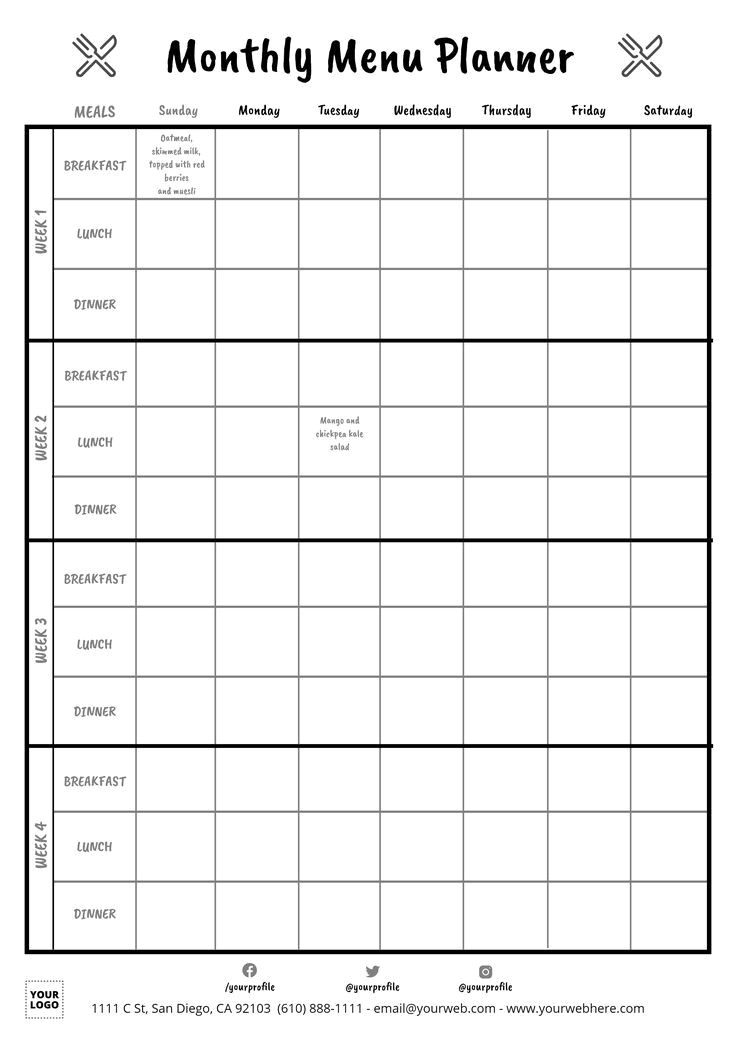 Create Your Dream Monthly Menu in 5 Minutes a Day