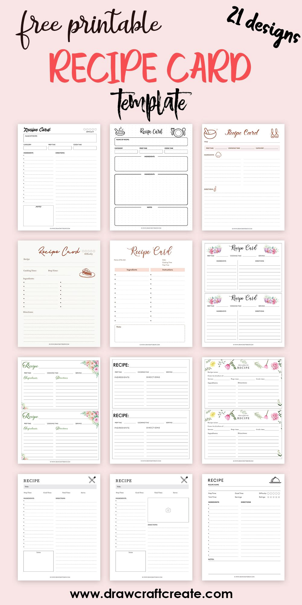 21 FREE Designable Recipe Cards to Download