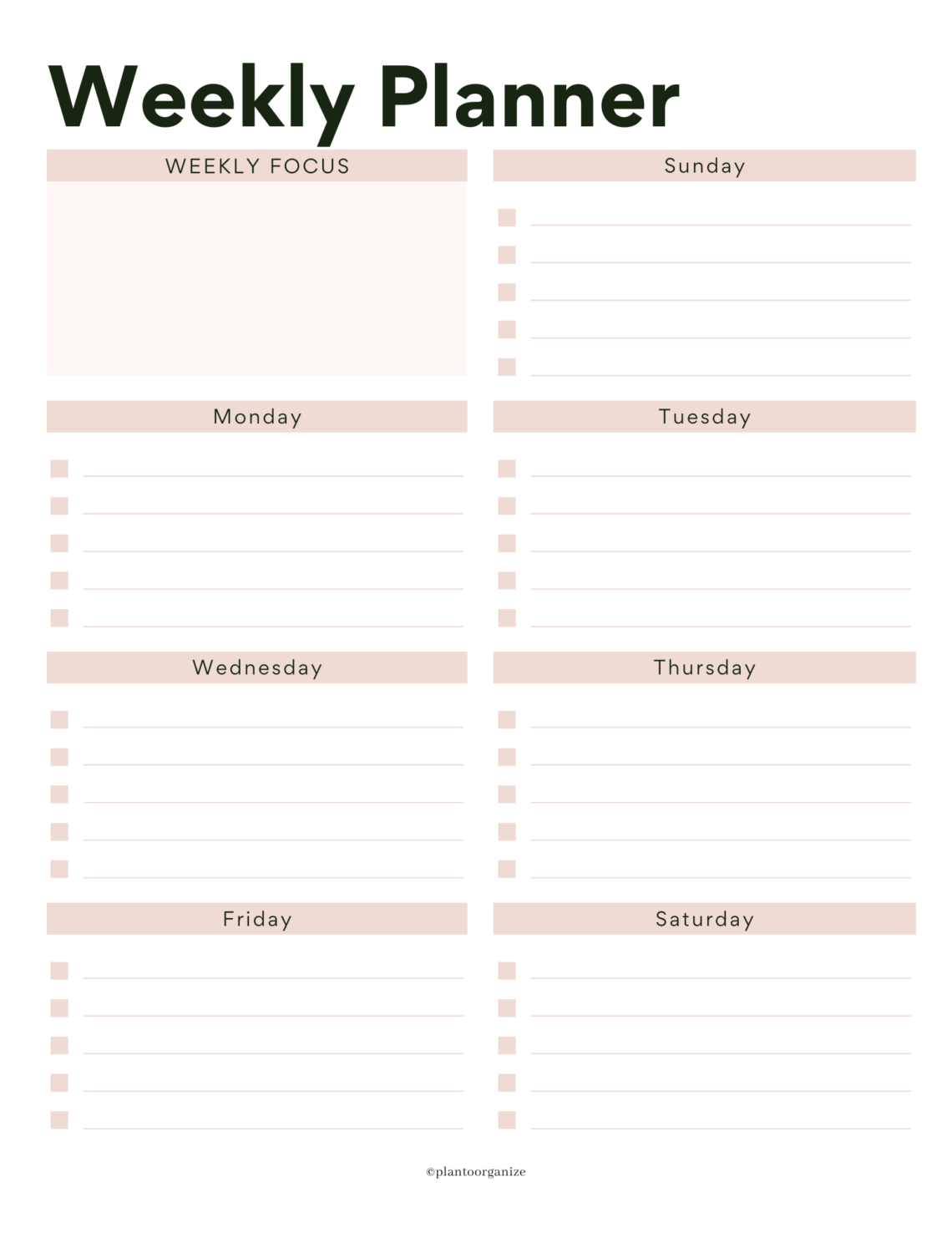 Free Printable Weekly Planner Download Now