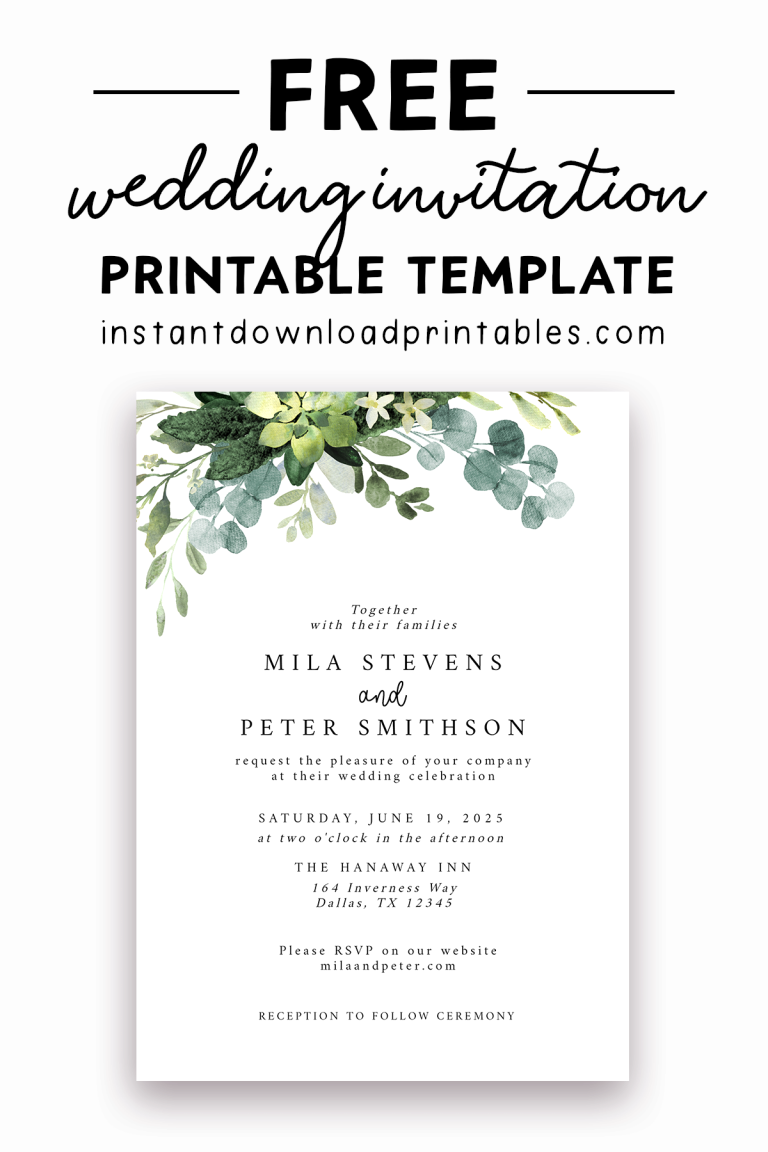 Instant Download: Eucalyptus Wedding Invites