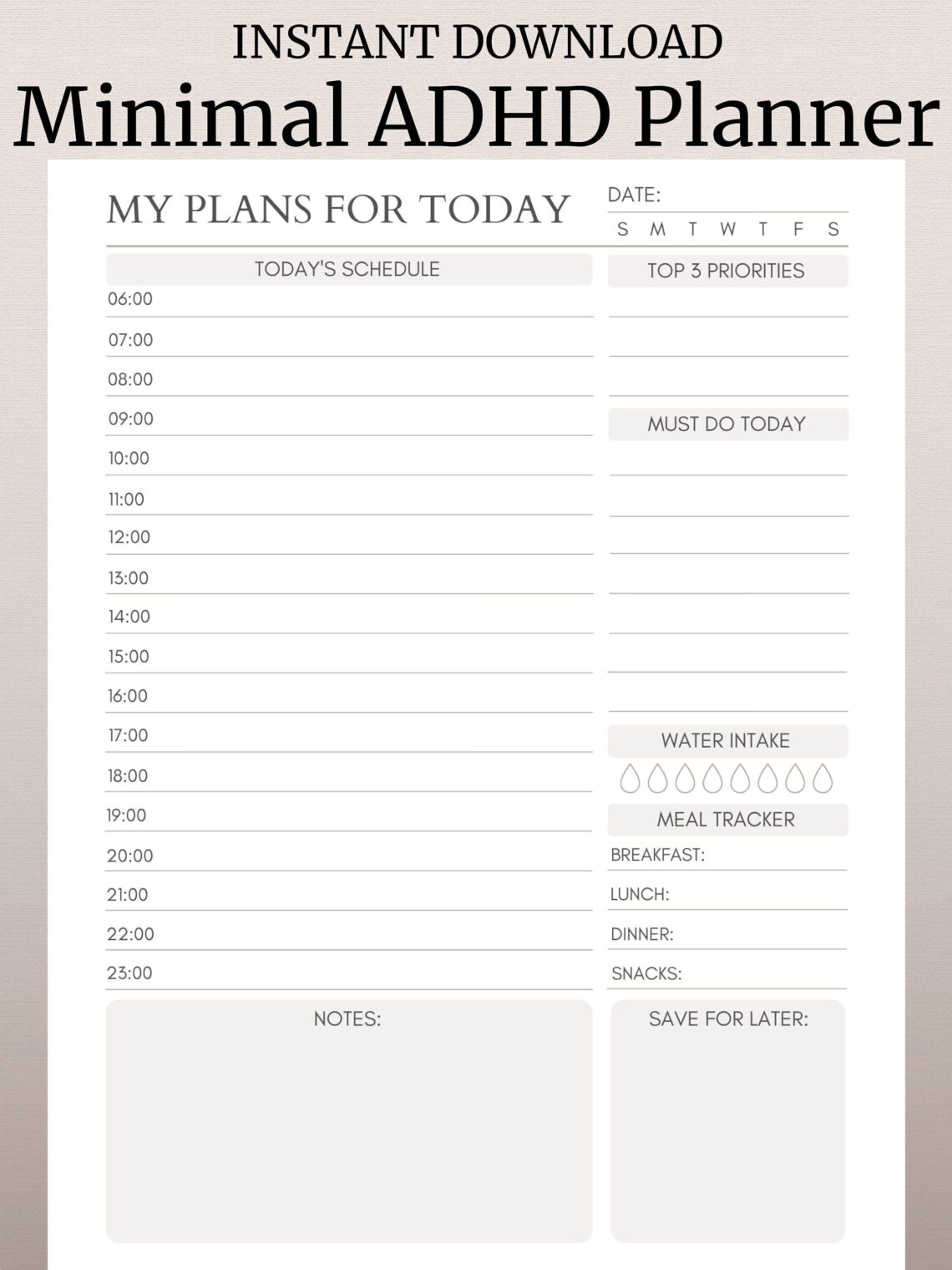 Achieve Focus in Minutes: Printable Daily & Weekly ADHD Planners