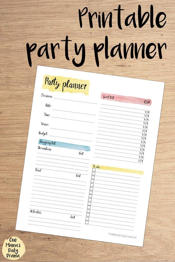 Plan Your Perfect Party with This Easy 1-Page Planner