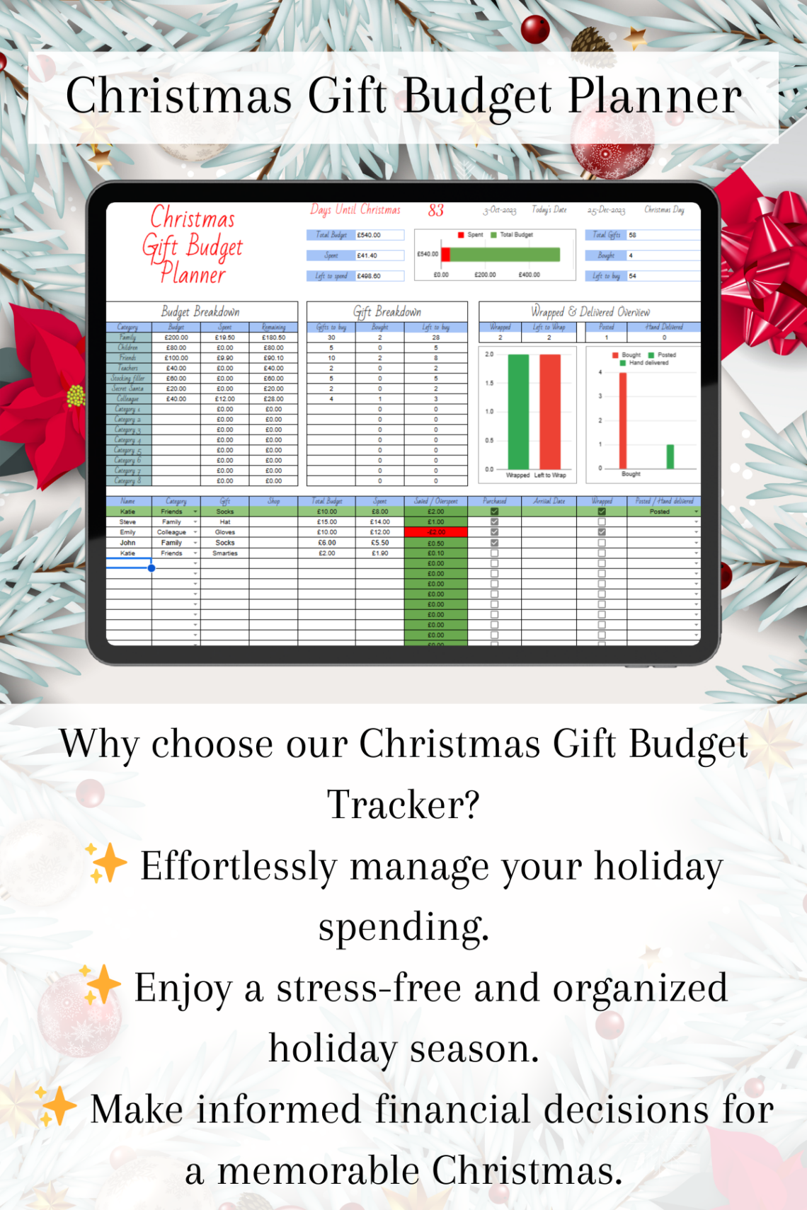 Slay Your Holiday Budget with This Simple Christmas Gift Tracker!